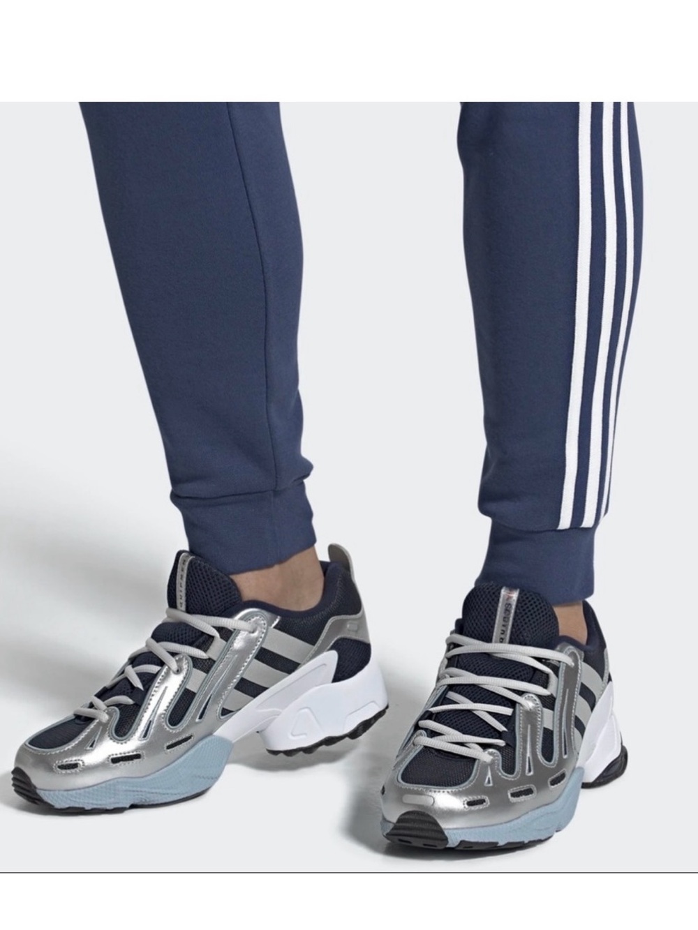 Adidas EQT Gazelle Unisex Silver Navy Sneakers Sz W 9 M 8 NWT
